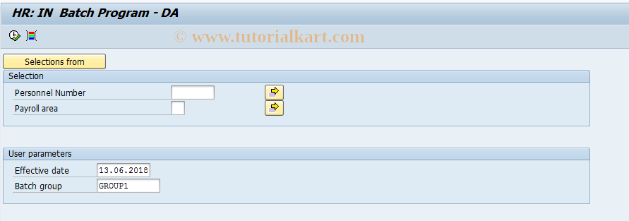 SAP TCode PC00_M40_DAB - Batch program for Dearness Allowance