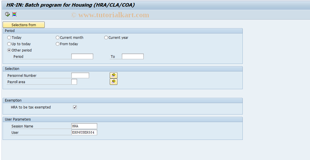 SAP TCode PC00_M40_HRA - Rent receipt updation report