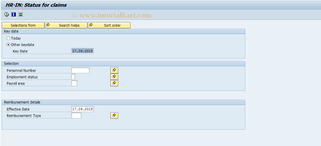 SAP TCode PC00_M40_REMS - Status for claims