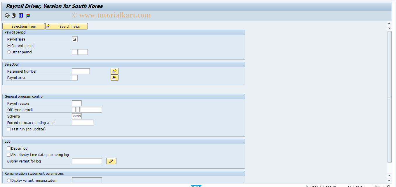 SAP TCode PC00_M41_CALC - Start payroll