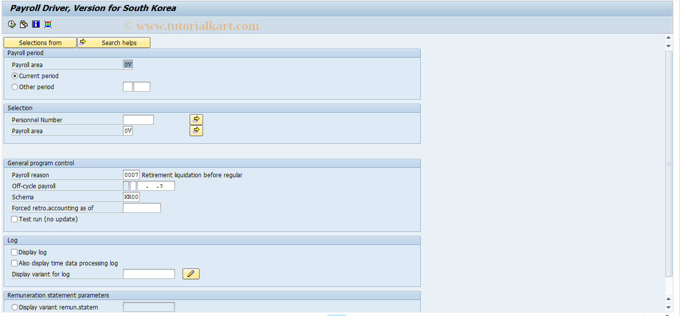 SAP TCode PC00_M41_CALC_RETIRE - Start payroll