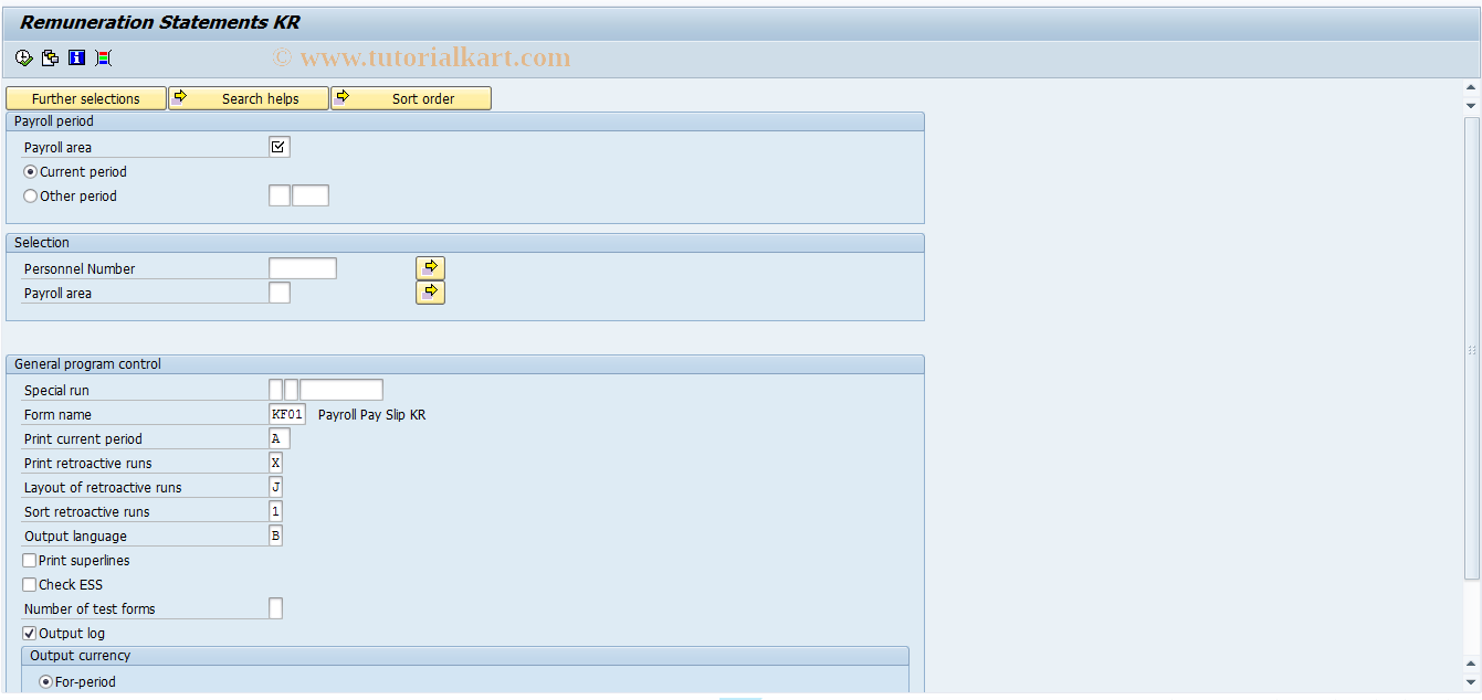 SAP TCode PC00_M41_CEDT - Print Remuneration Statement