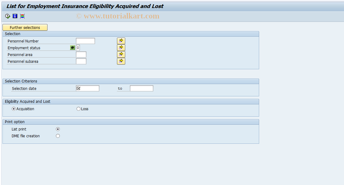 SAP TCode PC00_M41_EIAL0 - List for EI Eligibility Aquired.Lost