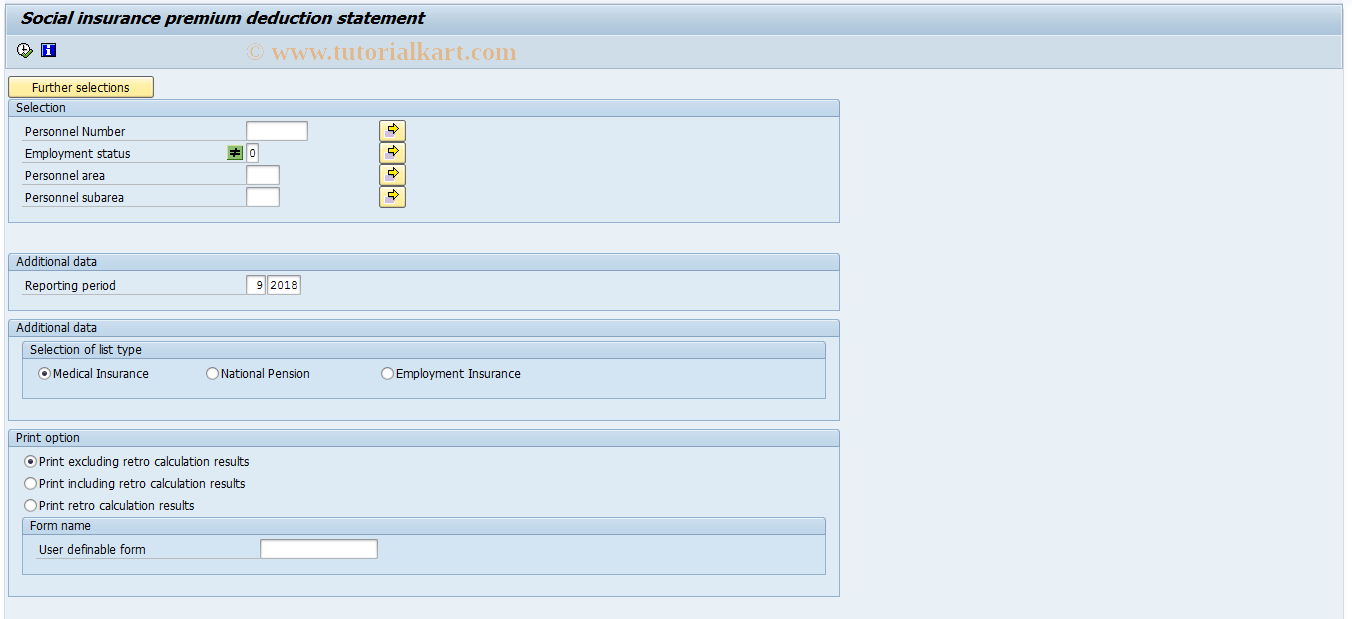 SAP TCode PC00_M41_SIP0 - SI premium deduction list