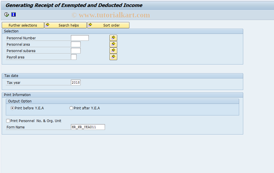 SAP TCode PC00_M41_YEA_DED - Report of Income Exemption & Deduct
