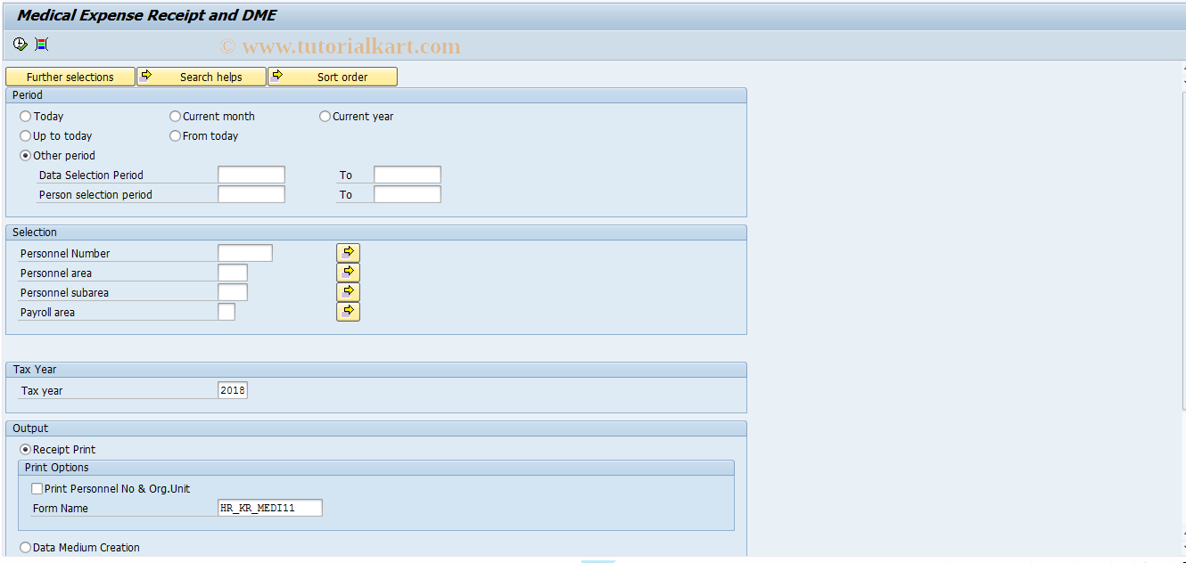 SAP TCode PC00_M41_YEA_MED - Report of Medical Expense