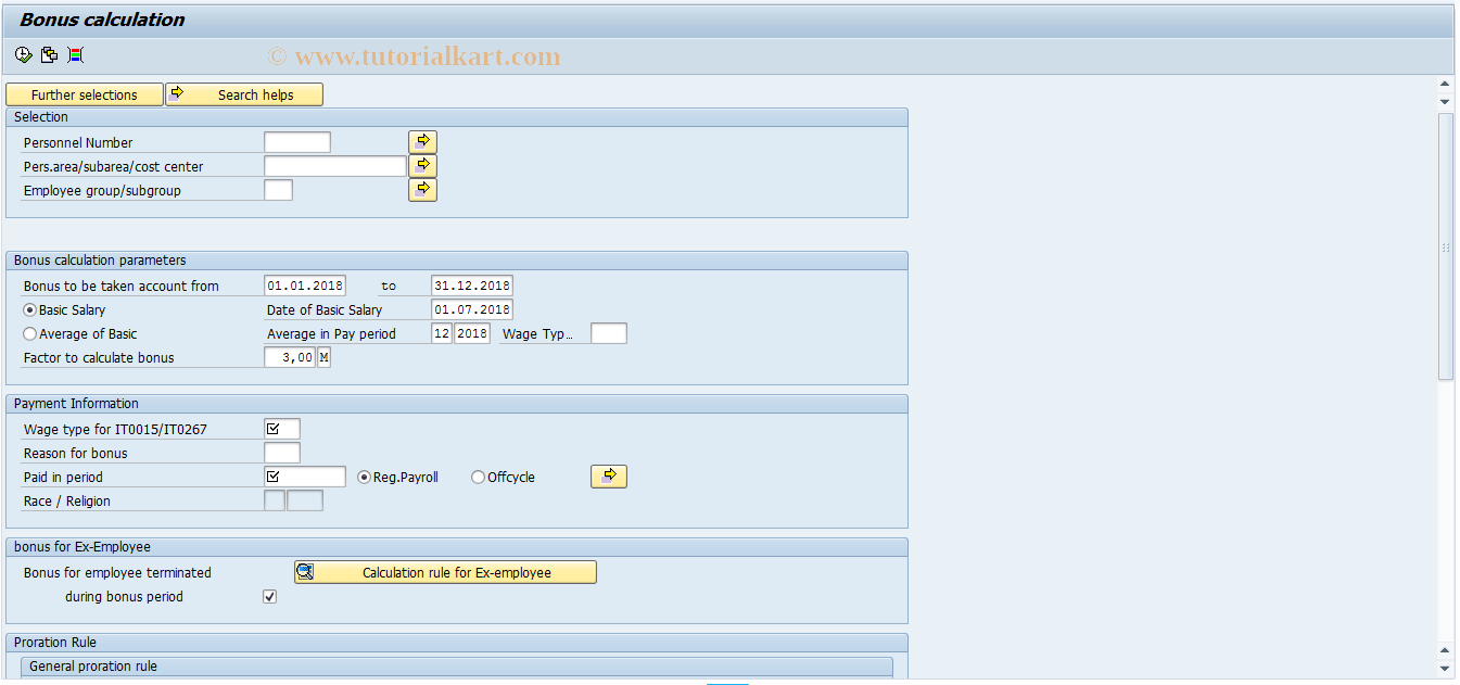 SAP TCode PC00_M42_CAWS - Process Year End Bonus