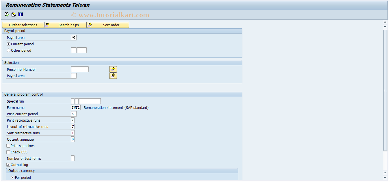 SAP TCode PC00_M42_CEDT - Print Remuneration Statement