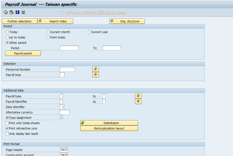 SAP TCode PC00_M42_CLJN - Display Payroll Journal