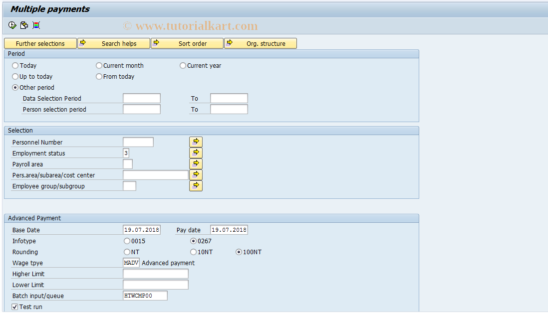 SAP TCode PC00_M42_CMP0 - First payment in Monthly Payroll 42