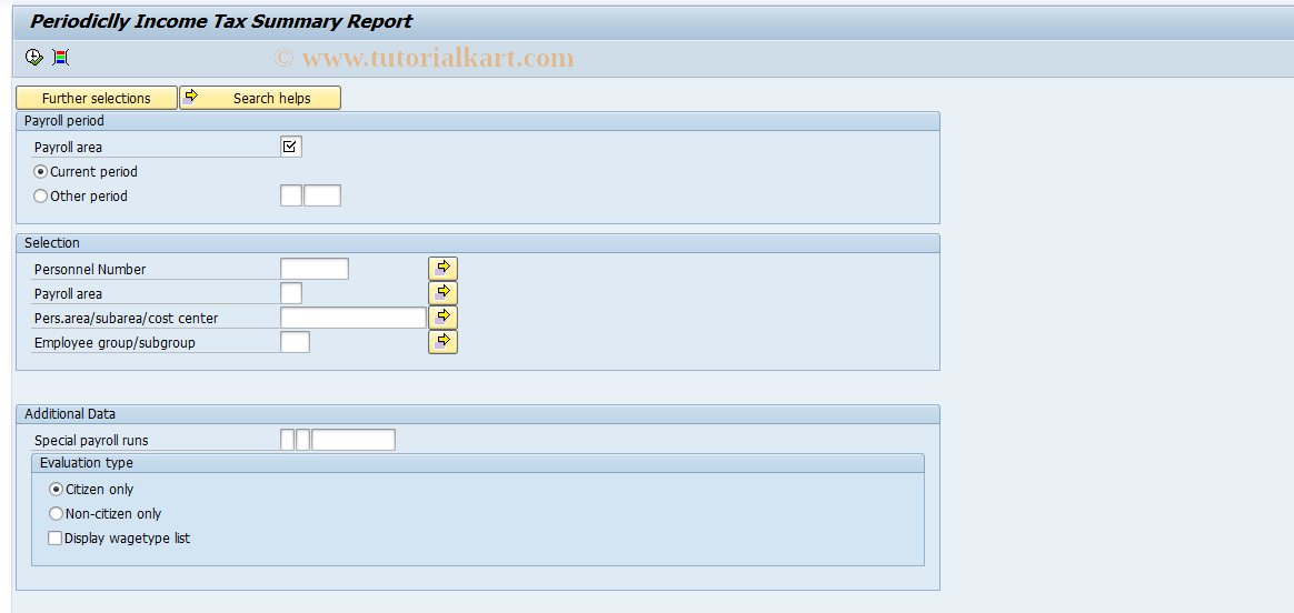 SAP TCode PC00_M42_CTXP - Periodical salary tax summary