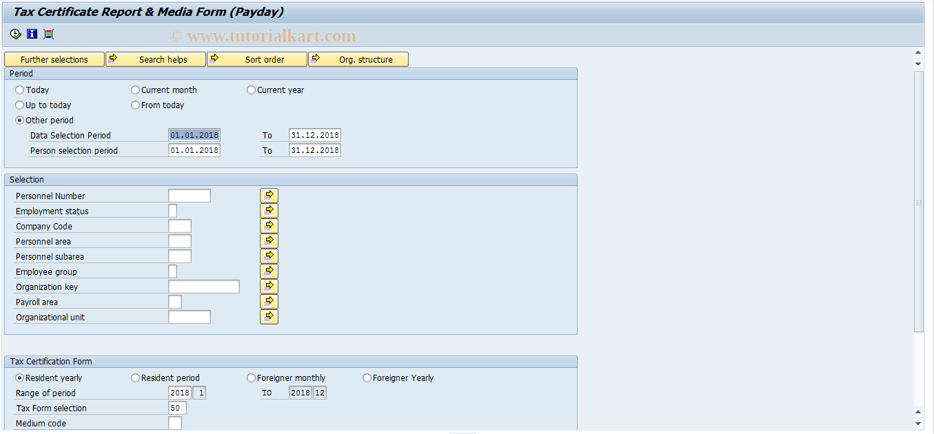 SAP TCode PC00_M42_CTXW - Tax Certificate Report (Payday)