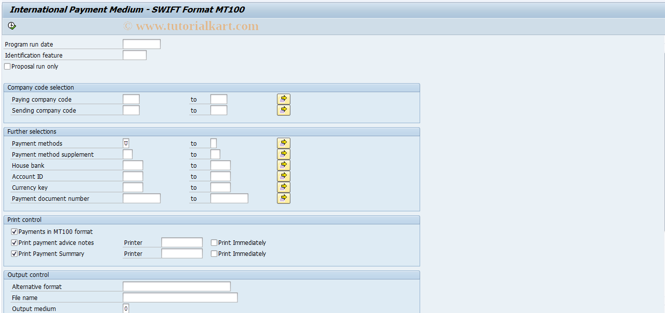 SAP TCode PC00_M42_FFOT - Perform Bank Transfer