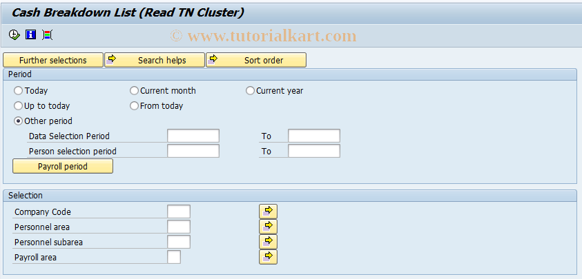 SAP TCode PC00_M42_HTWCMLI9 - Cash Breakdown List(Read Cluster TN)