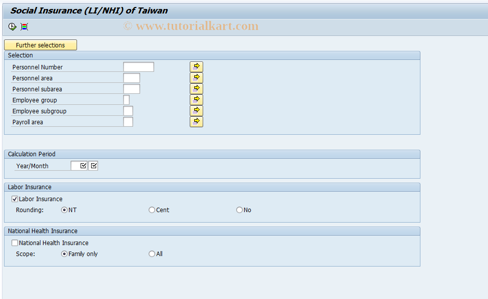 SAP TCode PC00_M42_HTWSI970 - Social Insurance (LI/NHI) of Taiwan