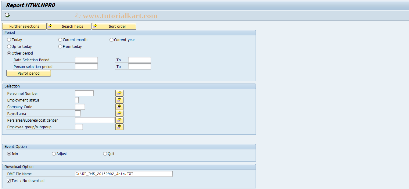 SAP TCode PC00_M42_NPR0 - New Pension DME Download Report