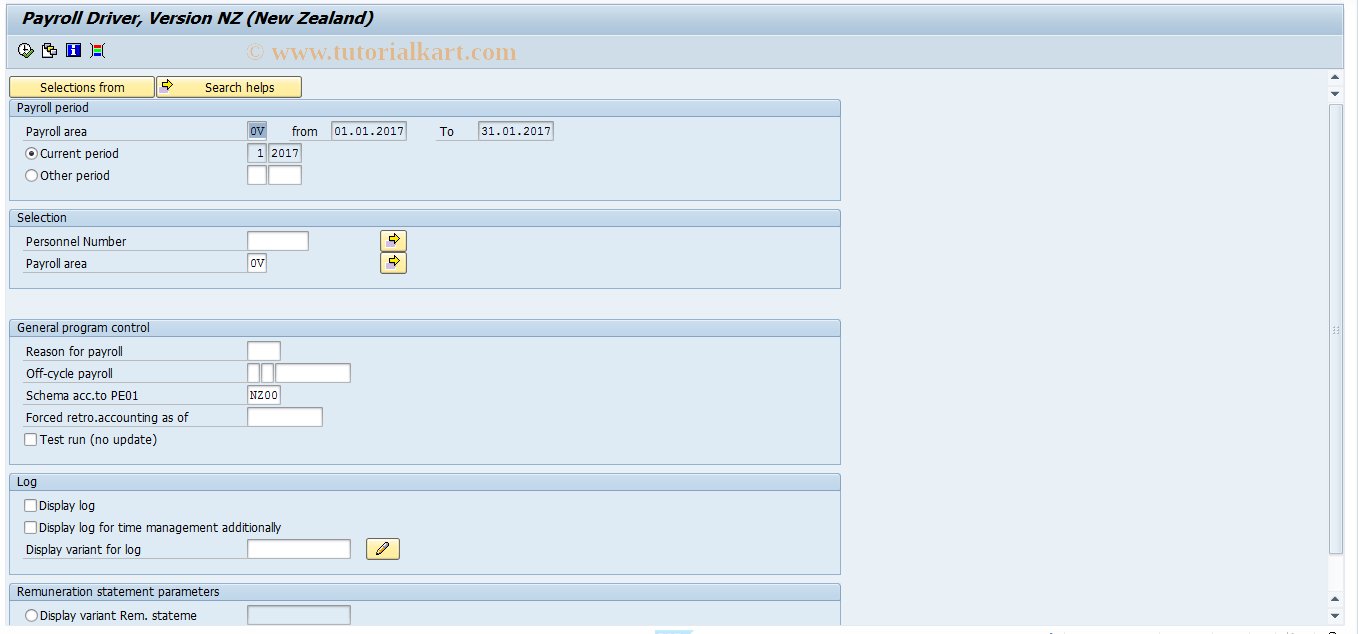 SAP TCode PC00_M43_CALC - Payroll accounting - simulation - 43