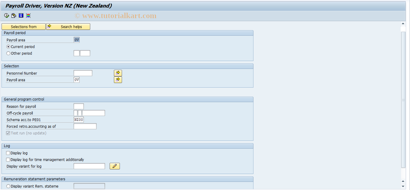 SAP TCode PC00_M43_CALC_SIMU - Simulation payroll accounting 43