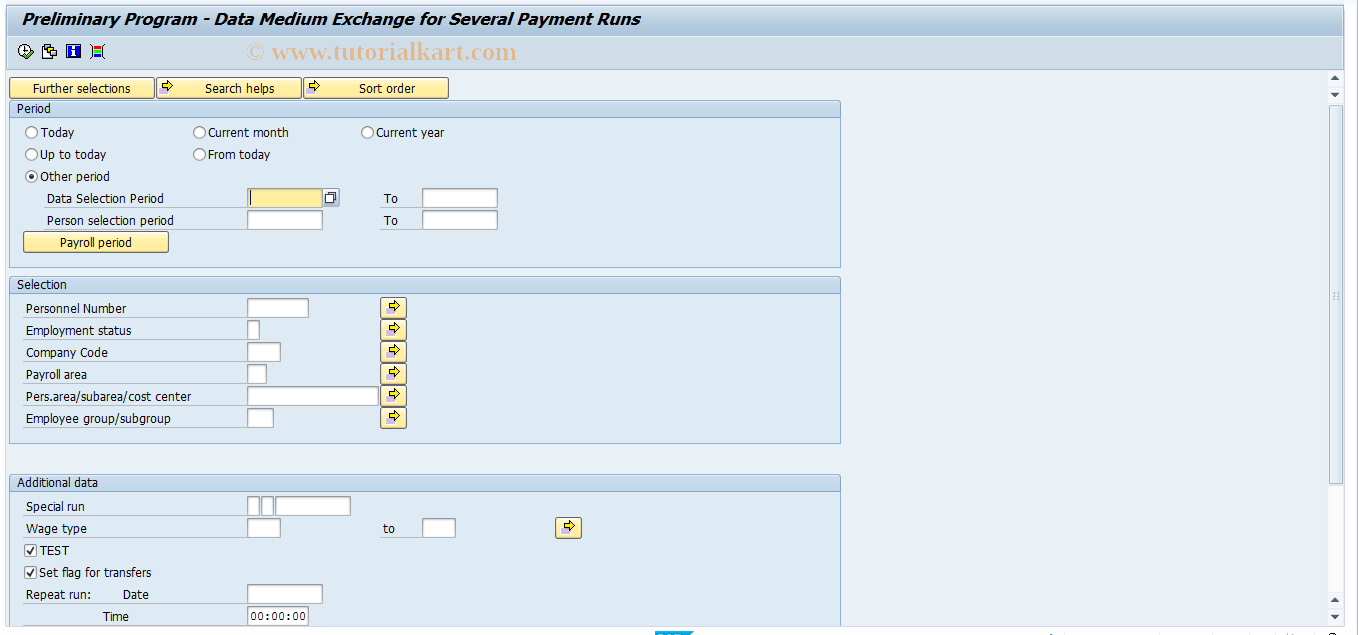 SAP TCode PC00_M43_CDTA - Payroll-transfer pre. program DME-43