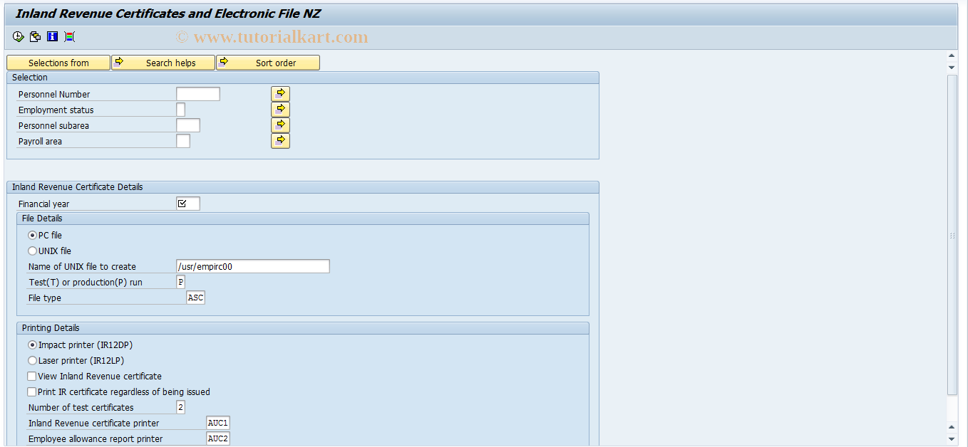 SAP TCode PC00_M43_CIRC - IR Certificates 43