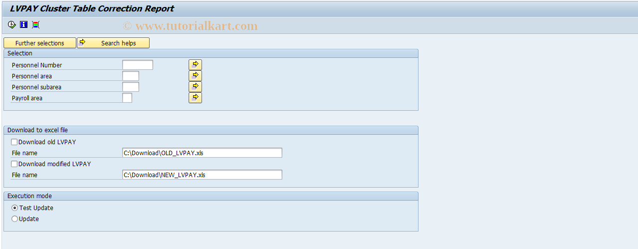 SAP TCode PC00_M43_CLVP - LVPAY correction report