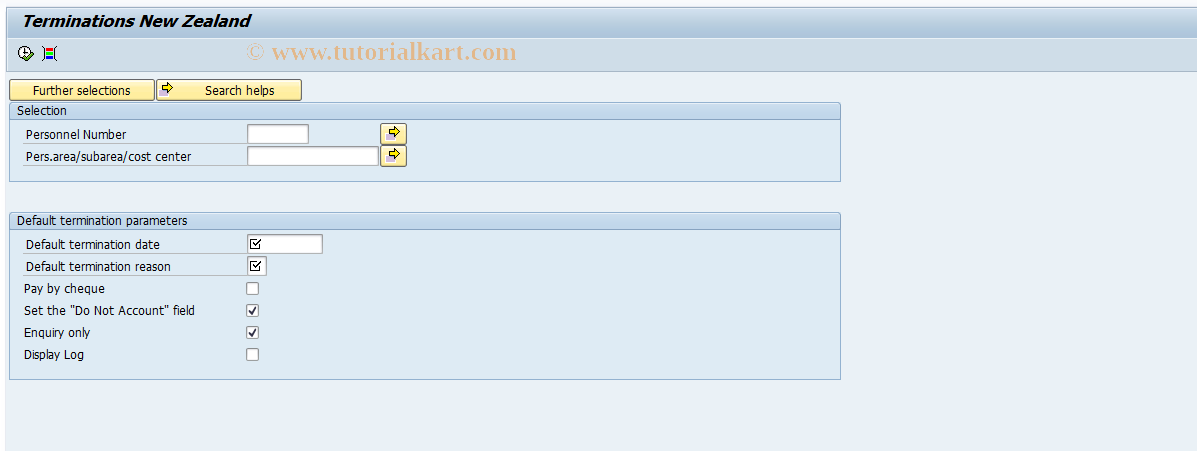 SAP TCode PC00_M43_CTR1 - Terminations 43