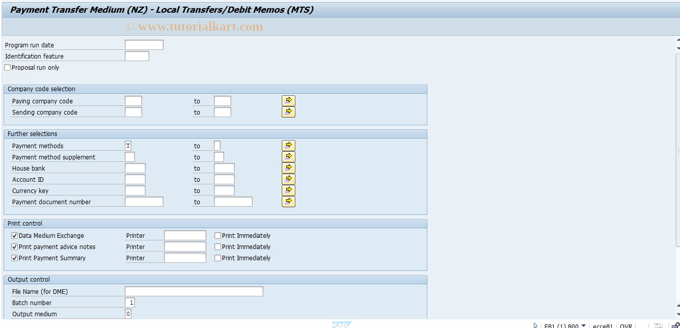 SAP TCode PC00_M43_FFOT - Payroll transfer-first.DME 43