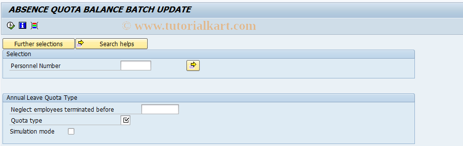 SAP TCode PC00_M43_LABQ0 - Absence Quota Balance Batch Update