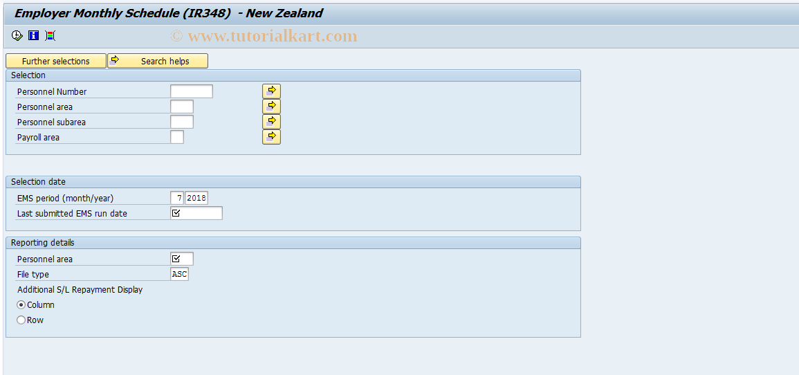 SAP TCode PC00_M43_LEMS - EMS Report - New Zealand