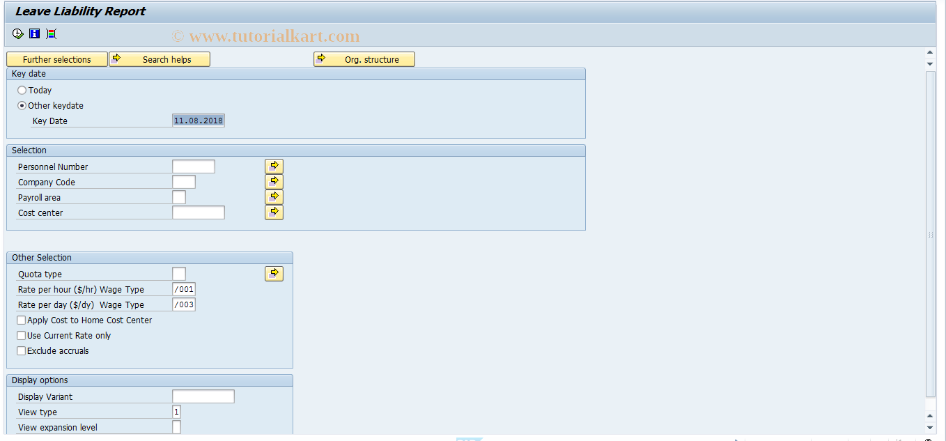 SAP TCode PC00_M43_LLVL - Leave Liability Report