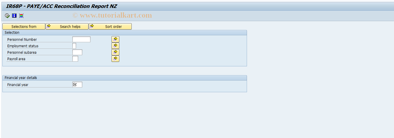 SAP TCode PC00_M43_LPRR - Payroll Rpts PAYE/ACC Recon. rpt 43