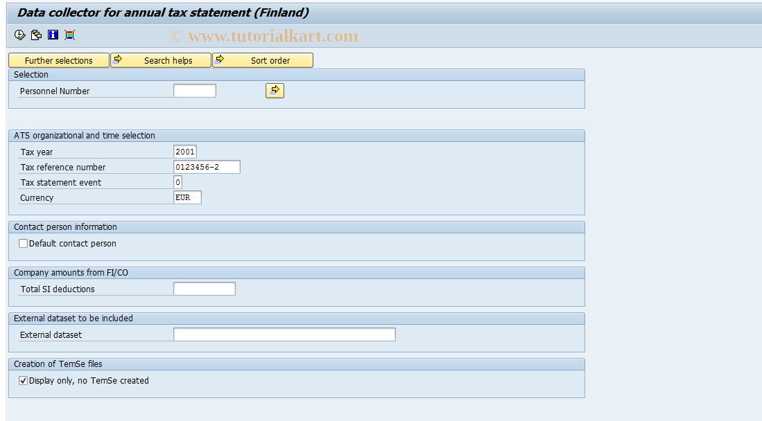 SAP TCode PC00_M44_ATS_DC - Data Collector Annual Tax Statement