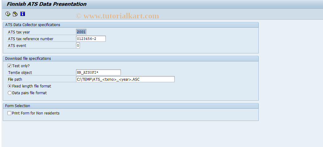 SAP TCode PC00_M44_ATS_PRES - Data Presentation for ATS