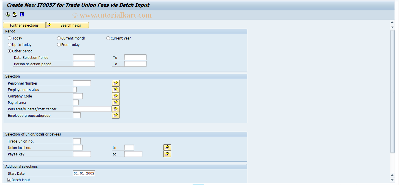 SAP TCode PC00_M44_BI_TUMF - Mass Update of Union Fees via BI