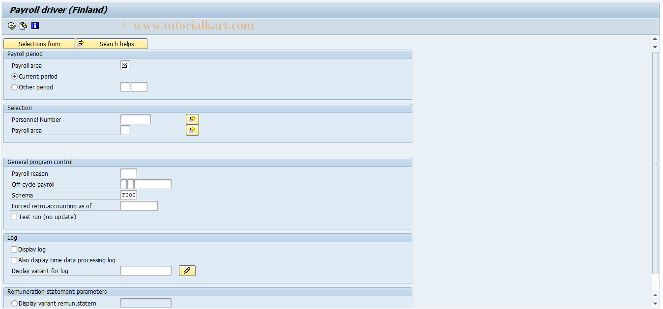 SAP TCode PC00_M44_CALC - Payroll driver