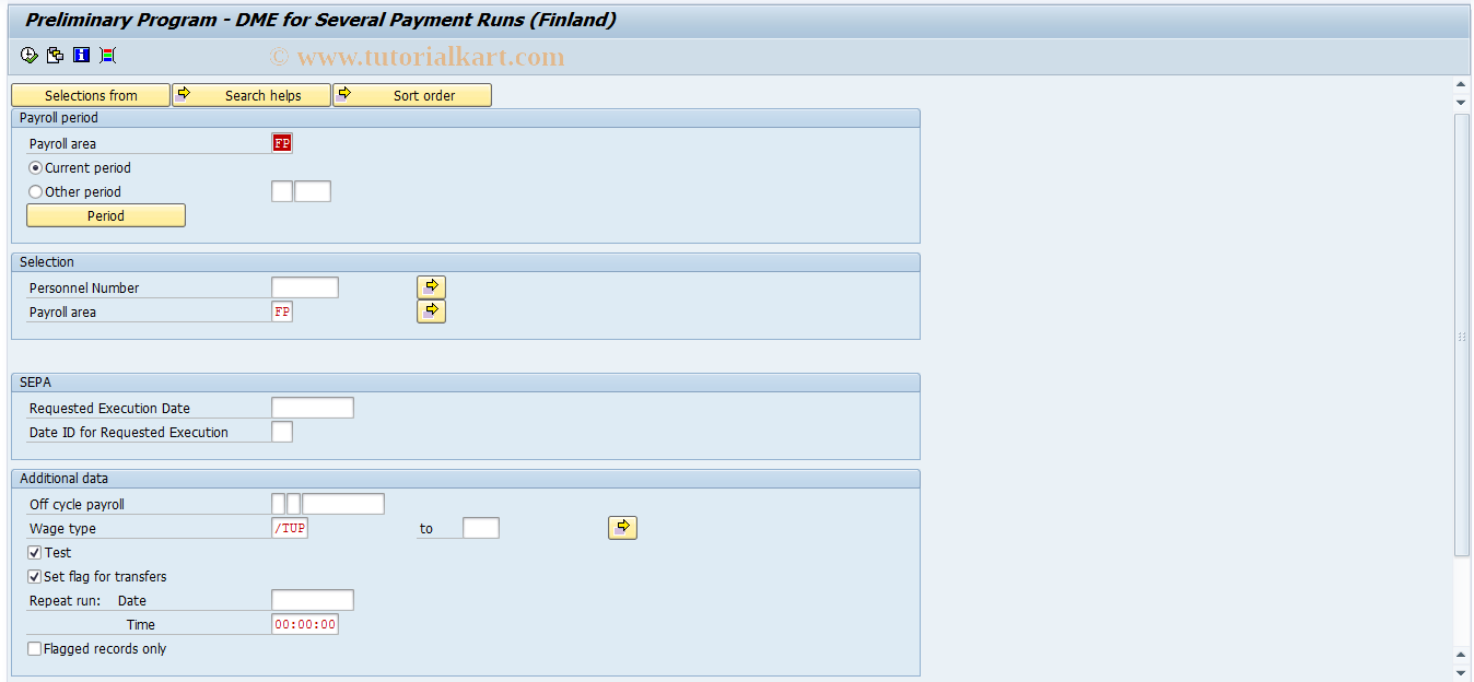 SAP TCode PC00_M44_CDTA_TUMF - Preliminary DME for Trade Union Fees