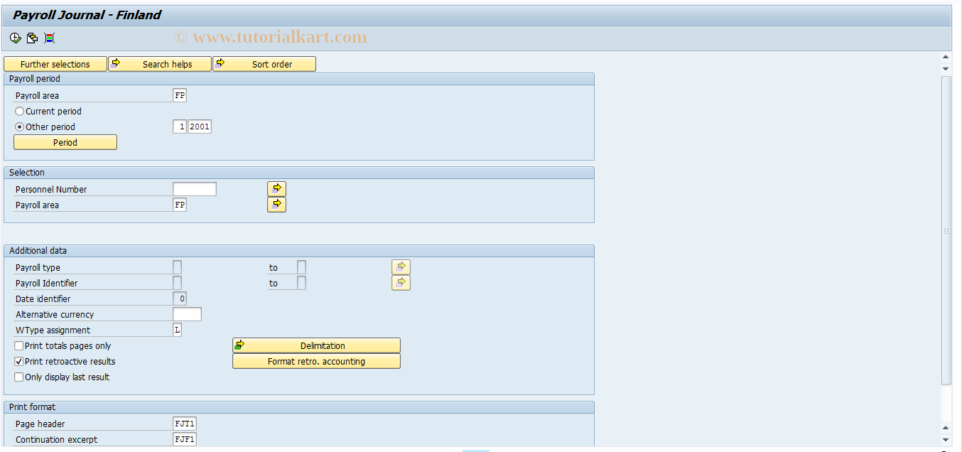 SAP TCode PC00_M44_CLJN - Payroll Journal