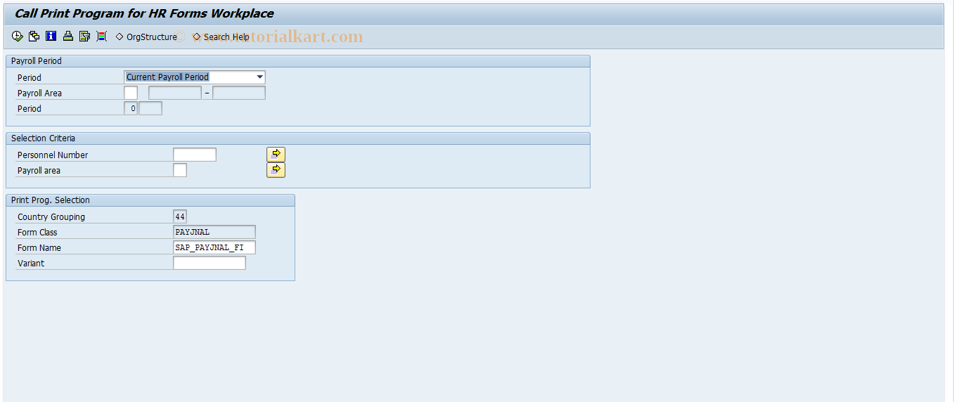 SAP TCode PC00_M44_HRF_PAYJNAL - Payroll Journal with HR Forms