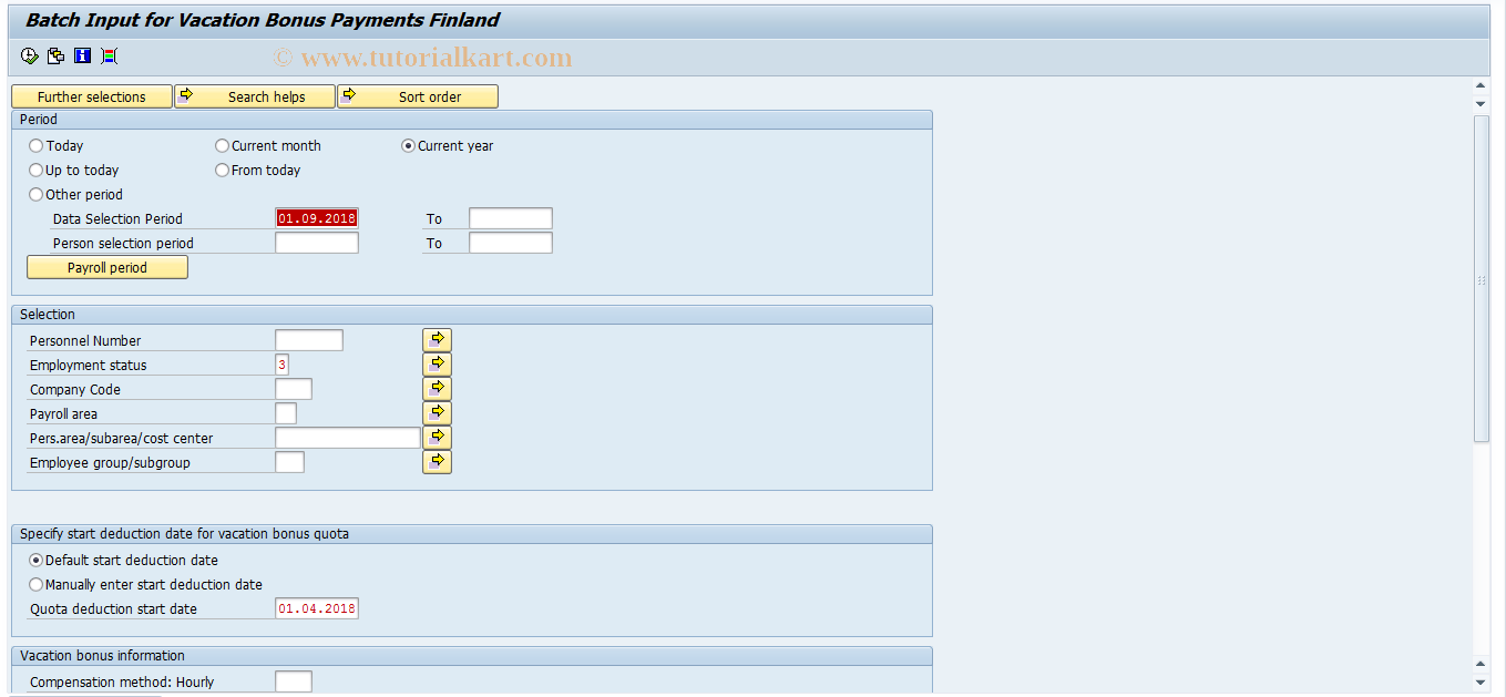 SAP TCode PC00_M44_IABP0 - Mass Update: Vacation Bonus Payments