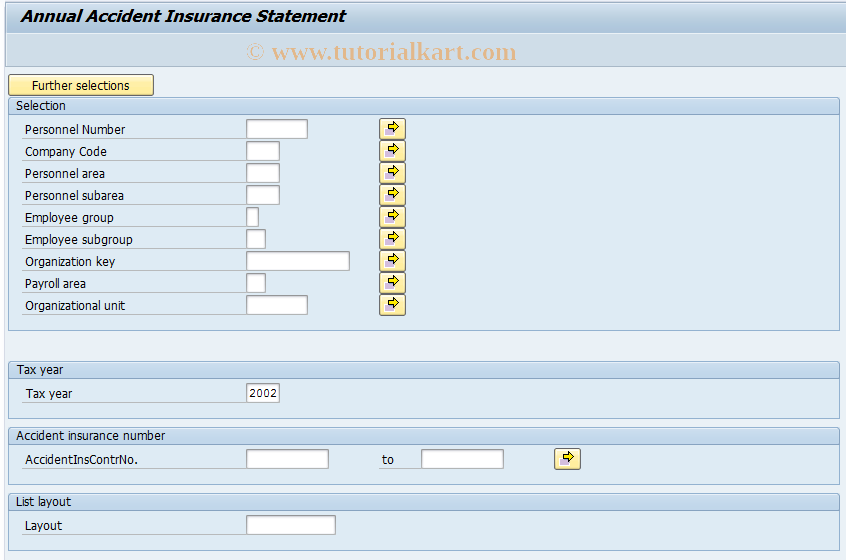 SAP TCode PC00_M44_LAAI0 - Annual Accident Insurance Statement
