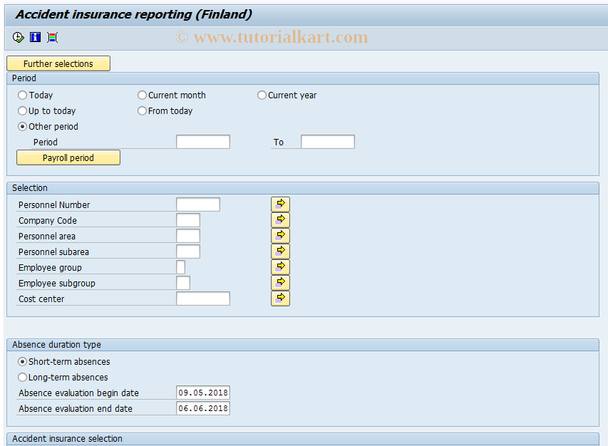 SAP TCode PC00_M44_LAIR - Accident Insurance Reporting