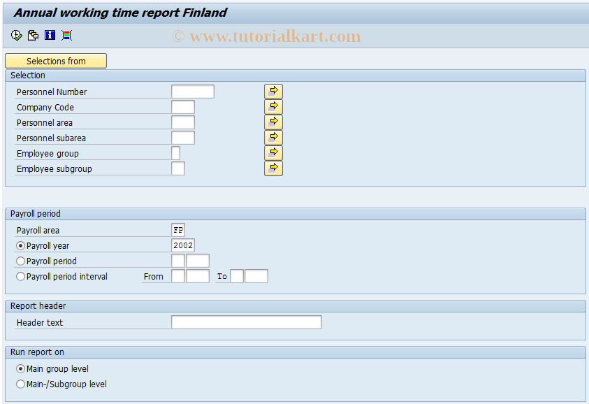 SAP TCode PC00_M44_LAWT0 - Annual Working Time