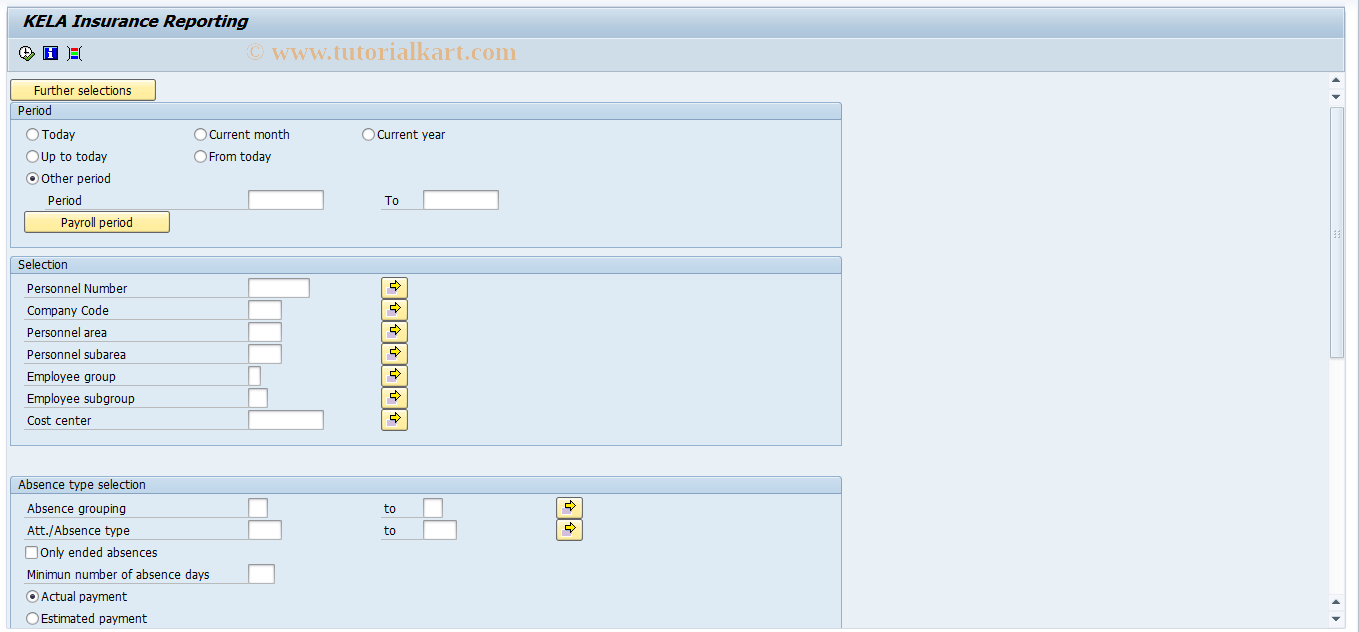 SAP TCode PC00_M44_LKEL0 - Kela application report