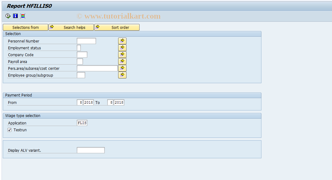 SAP TCode PC00_M44_LLIS - Report for Low Income Support