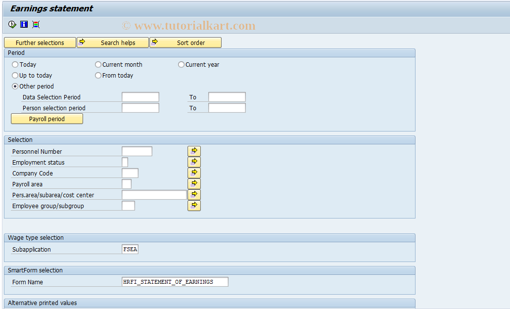 SAP TCode PC00_M44_LSEA - Earnings statement