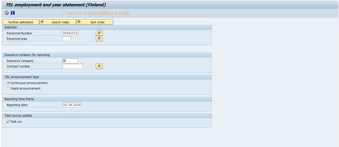 SAP TCode PC00_M44_LTEL - TEL employment and year announcement