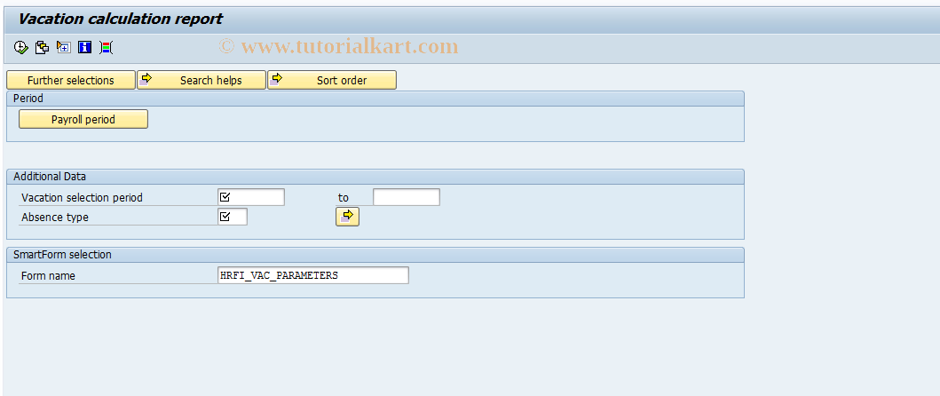 SAP TCode PC00_M44_LVAC1 - Vacation Calculation