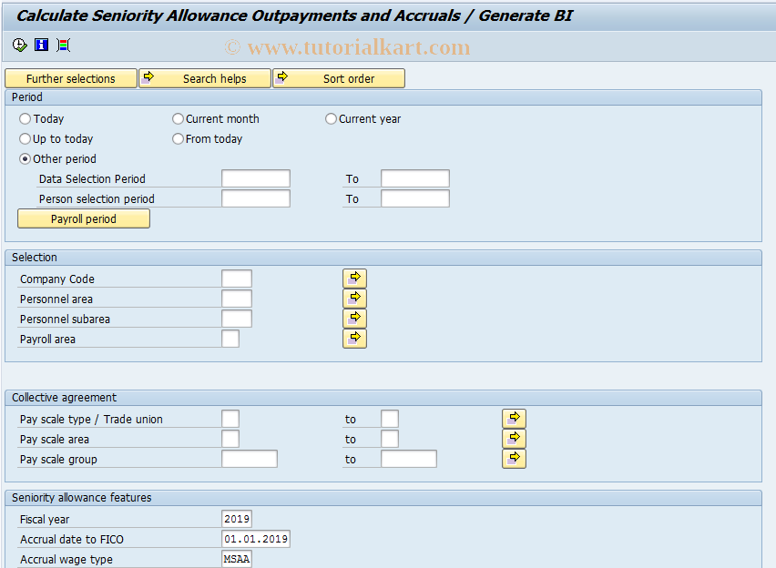 SAP TCode PC00_M44_NISA - Calculate Seniority Allowance F&P