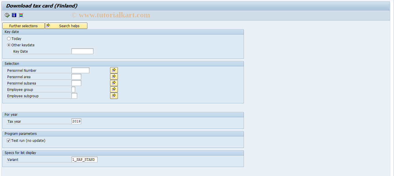 SAP TCode PC00_M44_TCDOWN - Tax card download