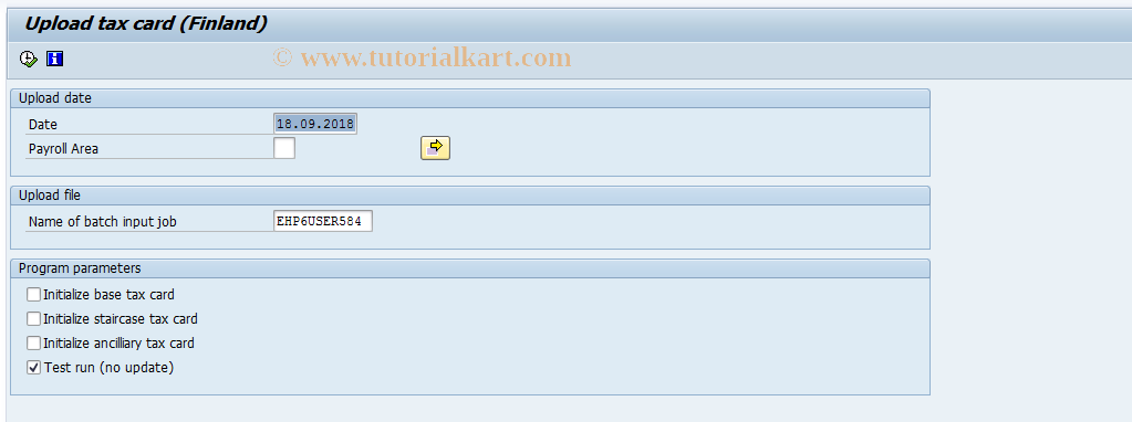 SAP TCode PC00_M44_TCUP - Tax card upload